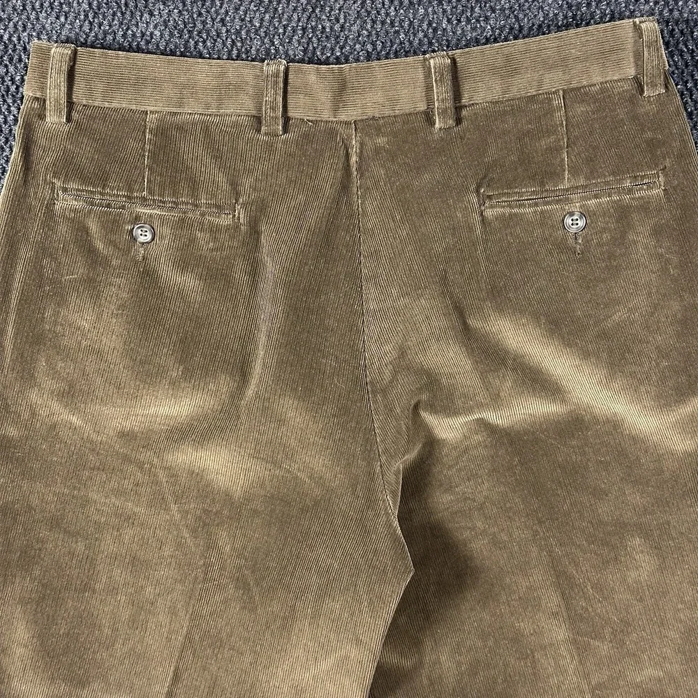 Y2K Dockers Corduroy Pants Mens 36x29 Brown Relaxed Fit Pleated Wide Wale Cuffed